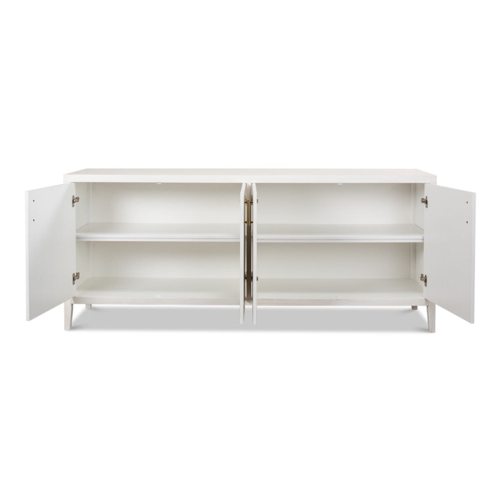 Blanco 4 Door Buffet Cortina White-Sideboards-Sarreid-LOOMLAN