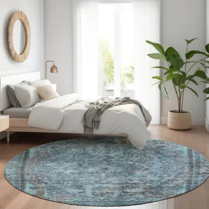 LOOMLAN Rugs Blazura Blue Washable Indoor-Outdoor Rug