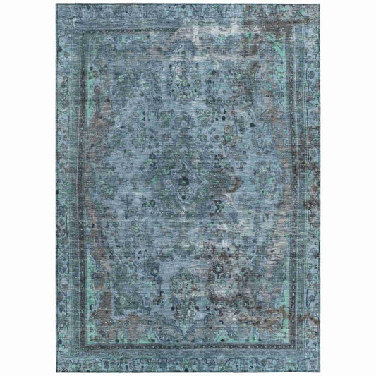 LOOMLAN Rugs Blazura Blue Washable Indoor-Outdoor Rug