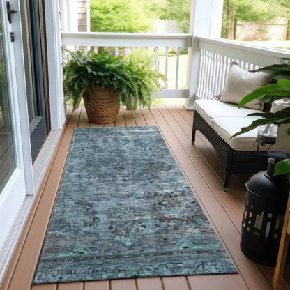 LOOMLAN Rugs Blazura Blue Washable Indoor-Outdoor Rug