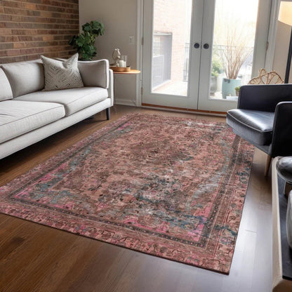 LOOMLAN Rugs Blazura Pink Washable Indoor-Outdoor Rug