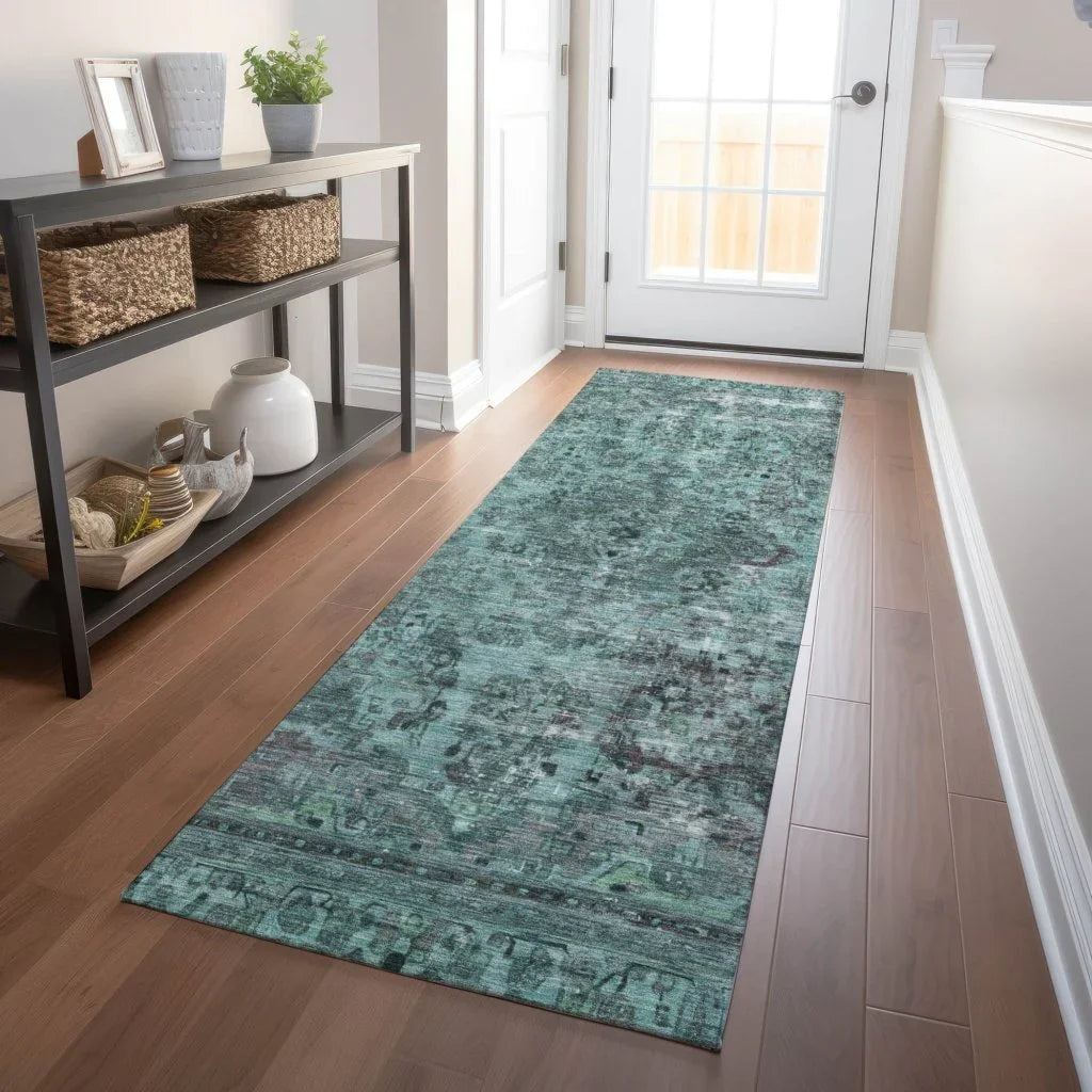 LOOMLAN Rugs Blazura Teal Washable Indoor-Outdoor Rug