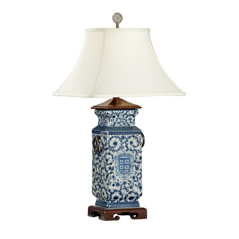 Wildwood Blue And White Heralds Hand Painted Porcelain Table Lamp