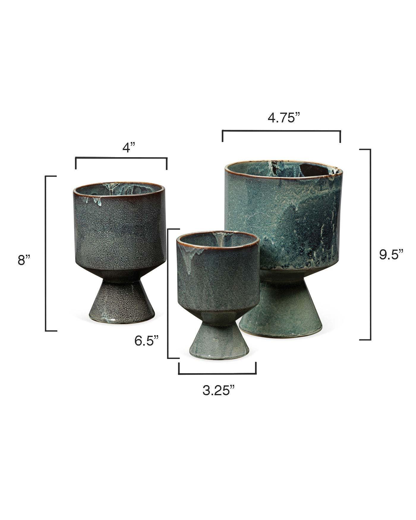 Blue Ceramic Berkeley Pots (set of 3) Statues & Sculptures Sideboards and Things By Jamie Young