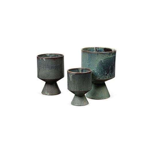 Blue Ceramic Berkeley Pots (set of 3) Statues & Sculptures Sideboards and Things By Jamie Young