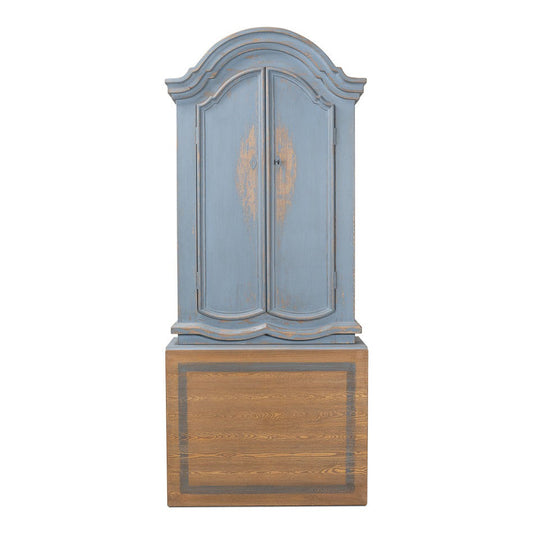 Blue Dress Secretary With Desk Solid Wood-Bookcase-Sarreid-LOOMLAN