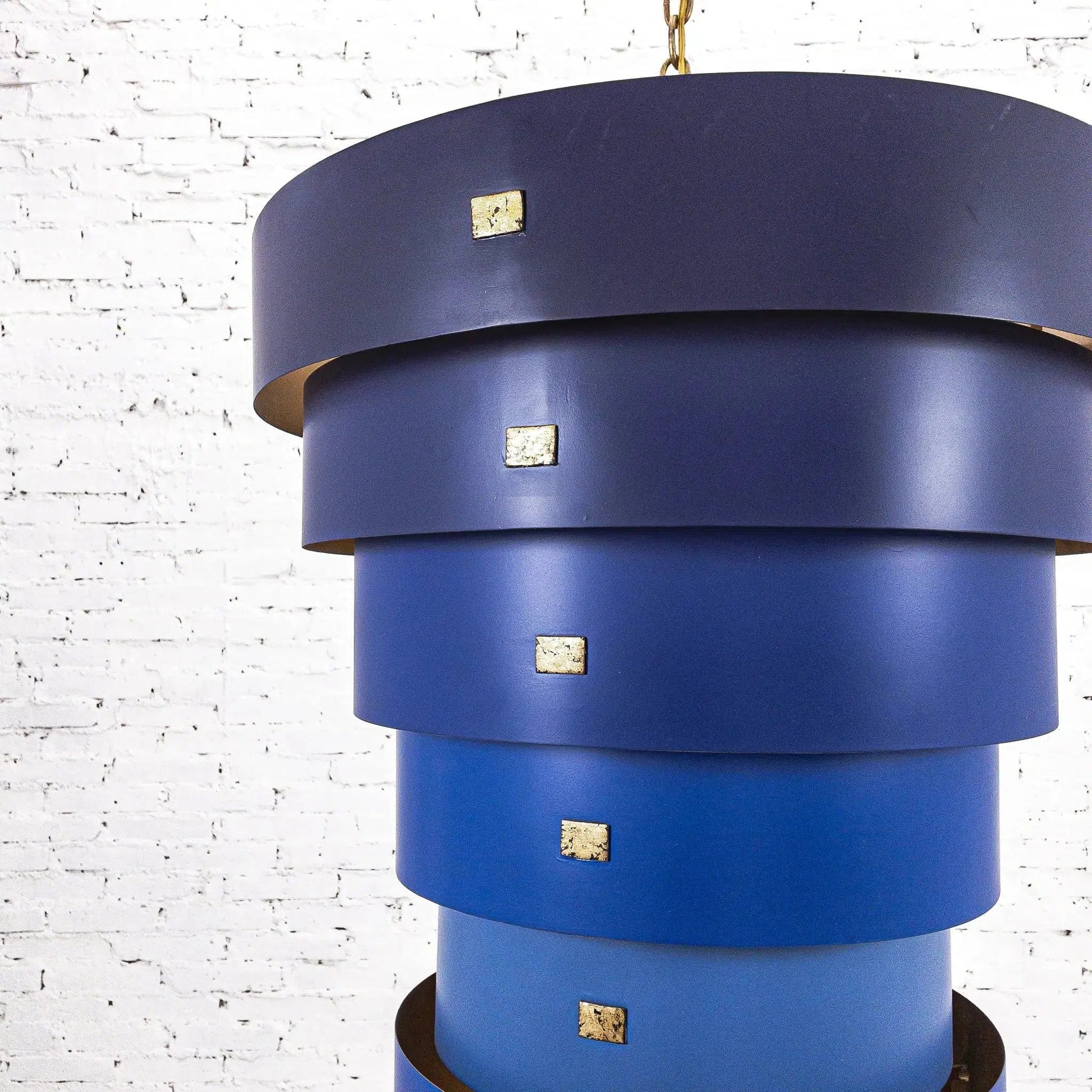 Blue Gold Leaf Graduation Pendant Hiroshi Koshitaka Collection Pendants Sideboards and Things By Currey & Co