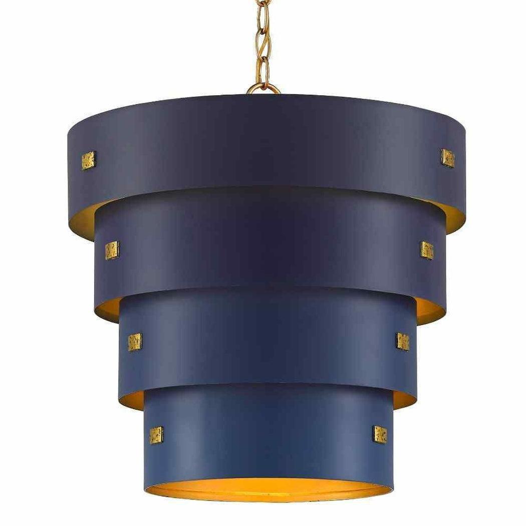 Blue Gold Leaf Graduation Pendant Hiroshi Koshitaka Collection Pendants Sideboards and Things By Currey & Co