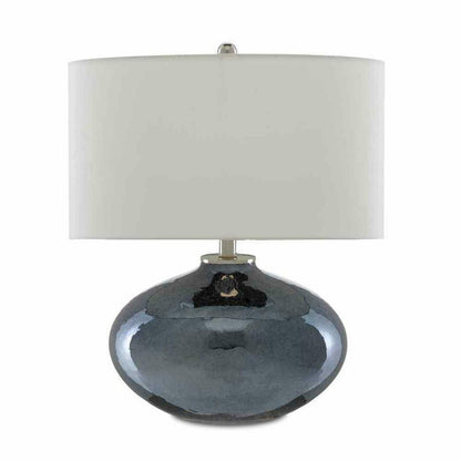 Blue Plated Polished Nickel Lucent Blue Table Lamp Table Lamps Sideboards and Things By Currey & Co