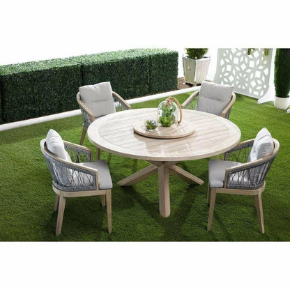 Boca Outdoor 63" Round Dining Table Gray Teak Outdoor Dining Tables Sideboards and Things By Essentials For Living