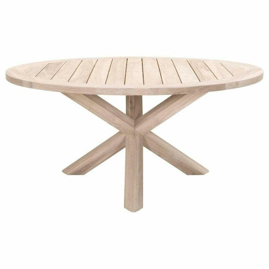 Boca Outdoor 63" Round Dining Table Gray Teak Outdoor Dining Tables Sideboards and Things By Essentials For Living