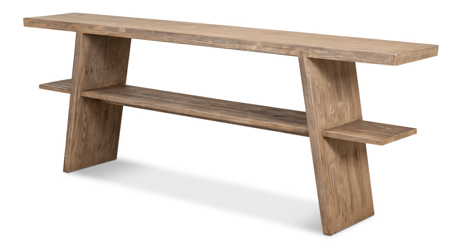 Bodega Vineyards Console Table With Storage Reclaimed Wood-Console Tables-Sarreid-LOOMLAN