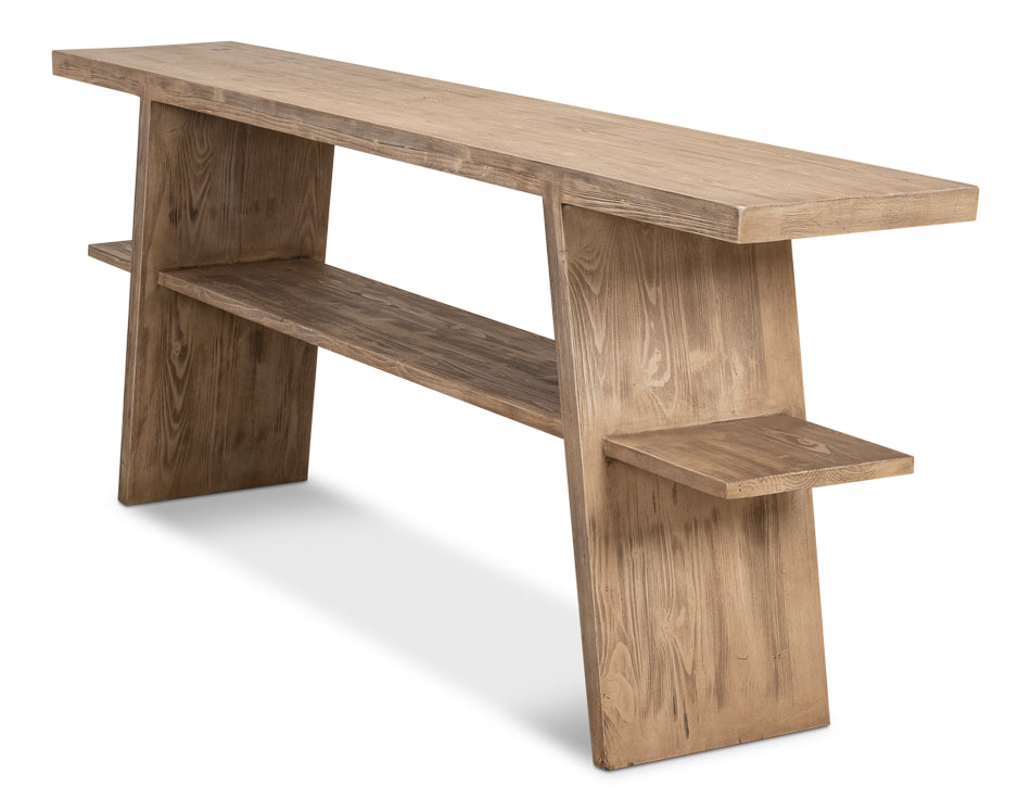 Bodega Vineyards Console Table With Storage Reclaimed Wood-Console Tables-Sarreid-LOOMLAN