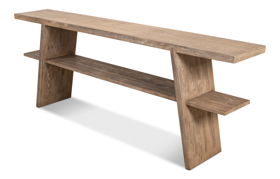 Bodega Vineyards Console Table With Storage Reclaimed Wood-Console Tables-Sarreid-LOOMLAN