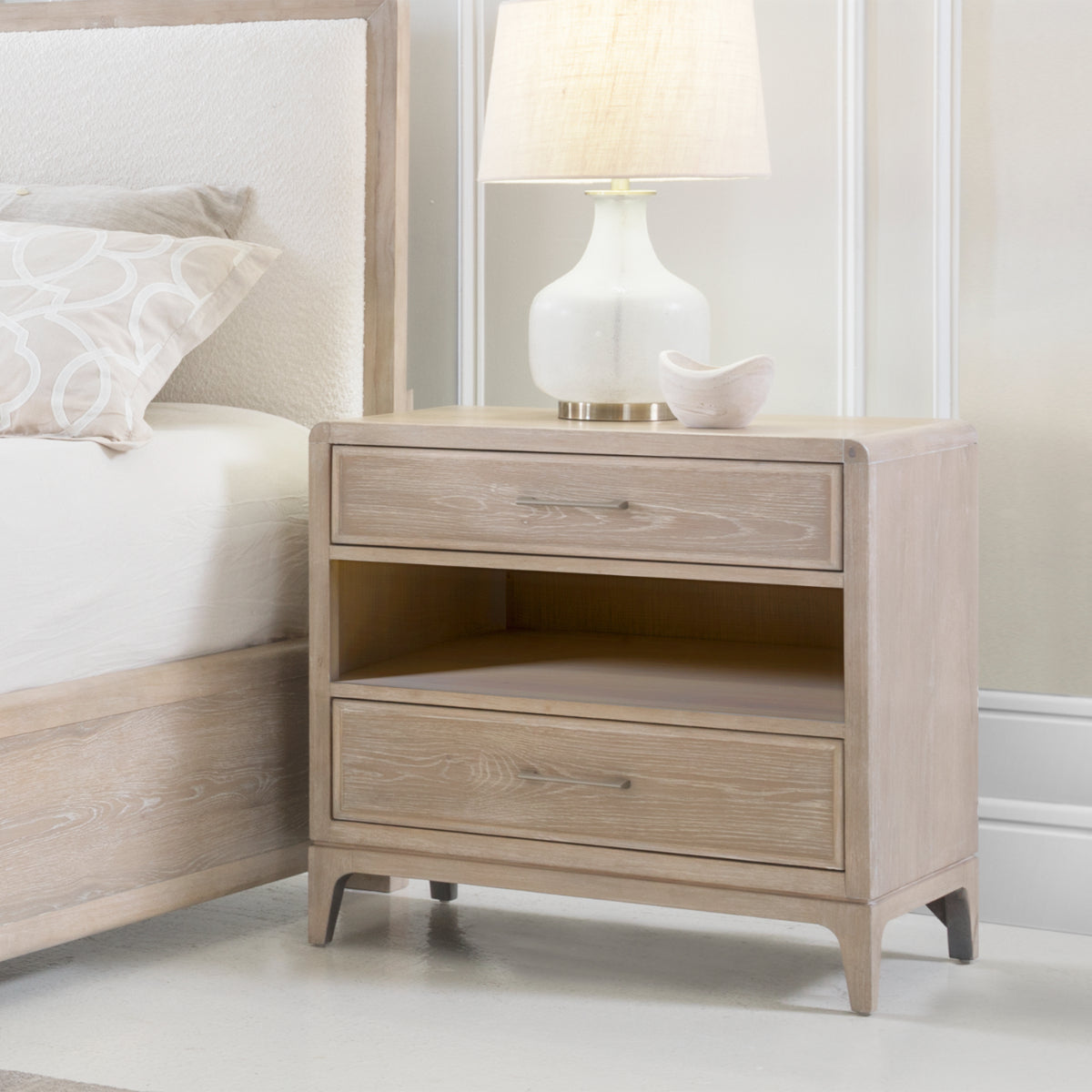 Bodhi 2-drawer Open Nightstand with USB-Nightstands-Palmetto Home - Bodhi-LOOMLAN