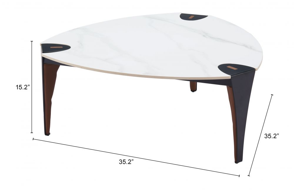 Zuo Modern Bogey White Sintered Stone Top Coffee Table
