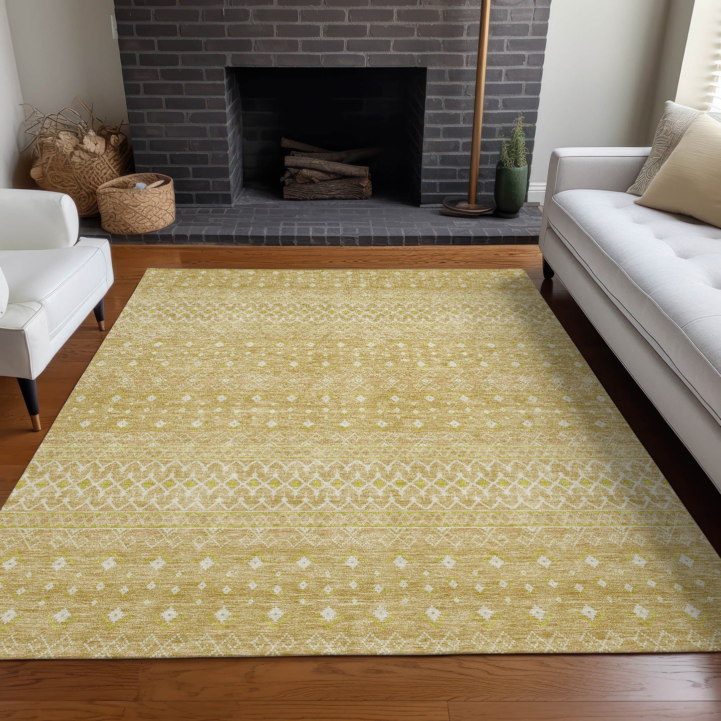 Addison Rugs Boho Gold Washable Indoor-Outdoor Rug