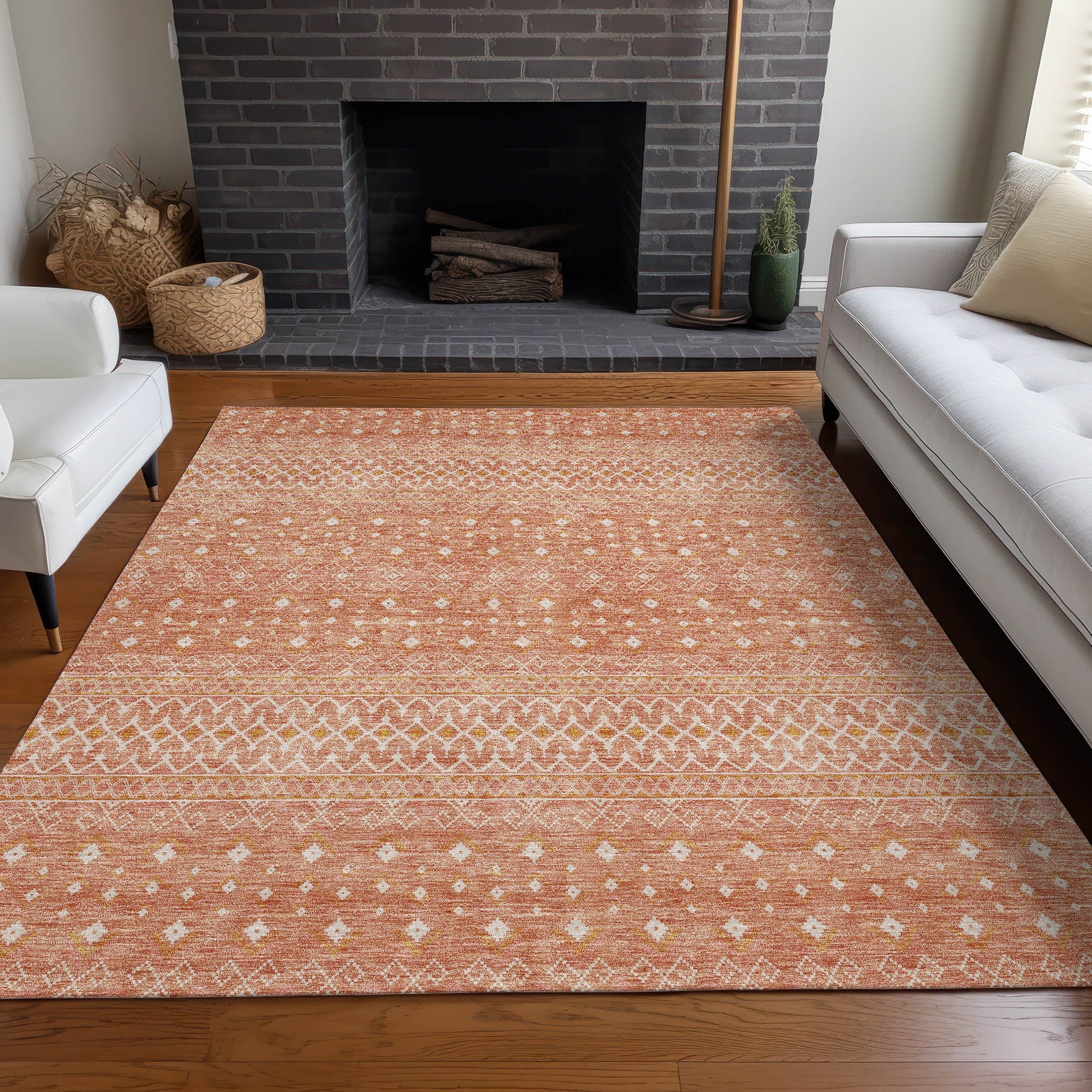 Addison Rugs Boho Salmon Washable Indoor-Outdoor Rug