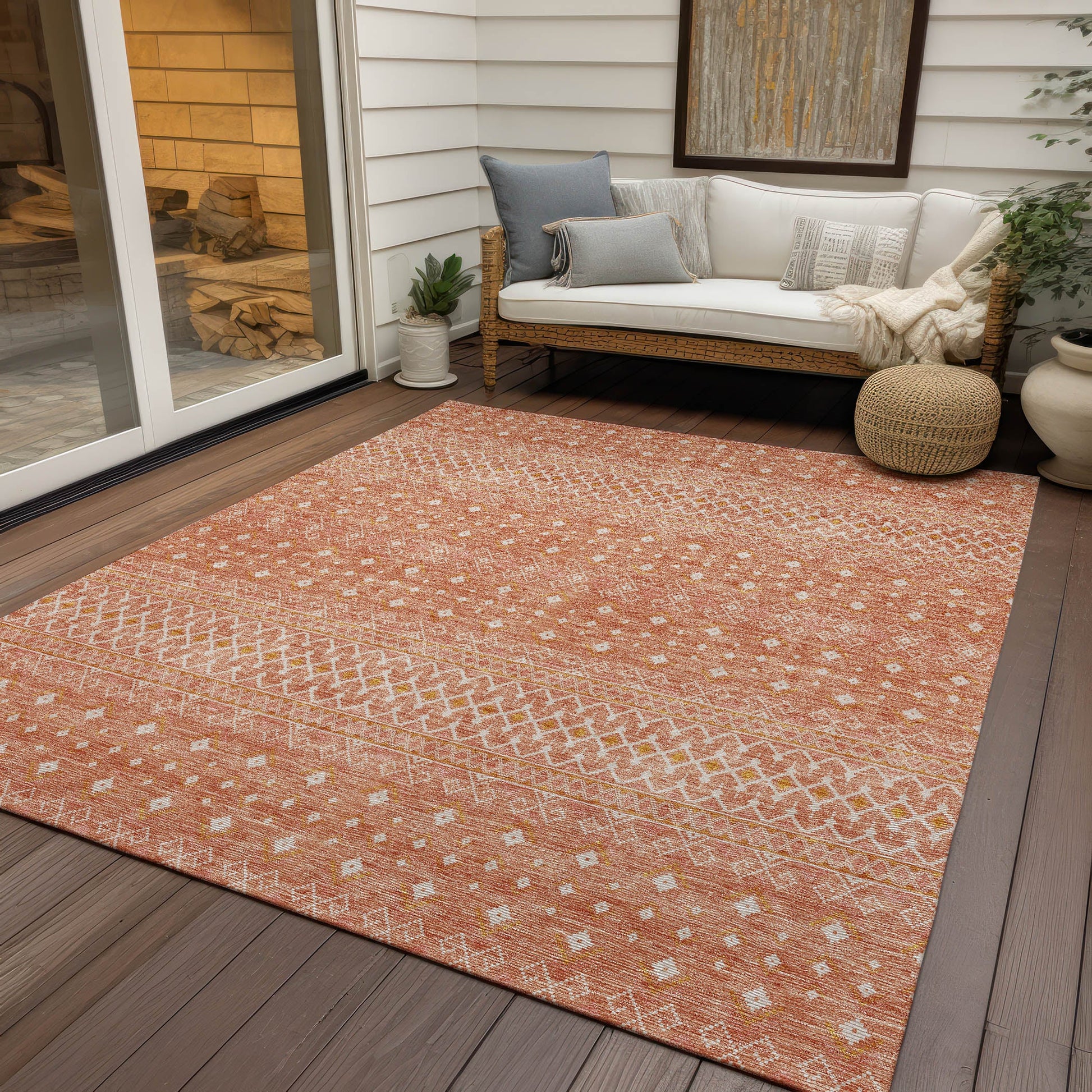 Addison Rugs Boho Salmon Washable Indoor-Outdoor Rug