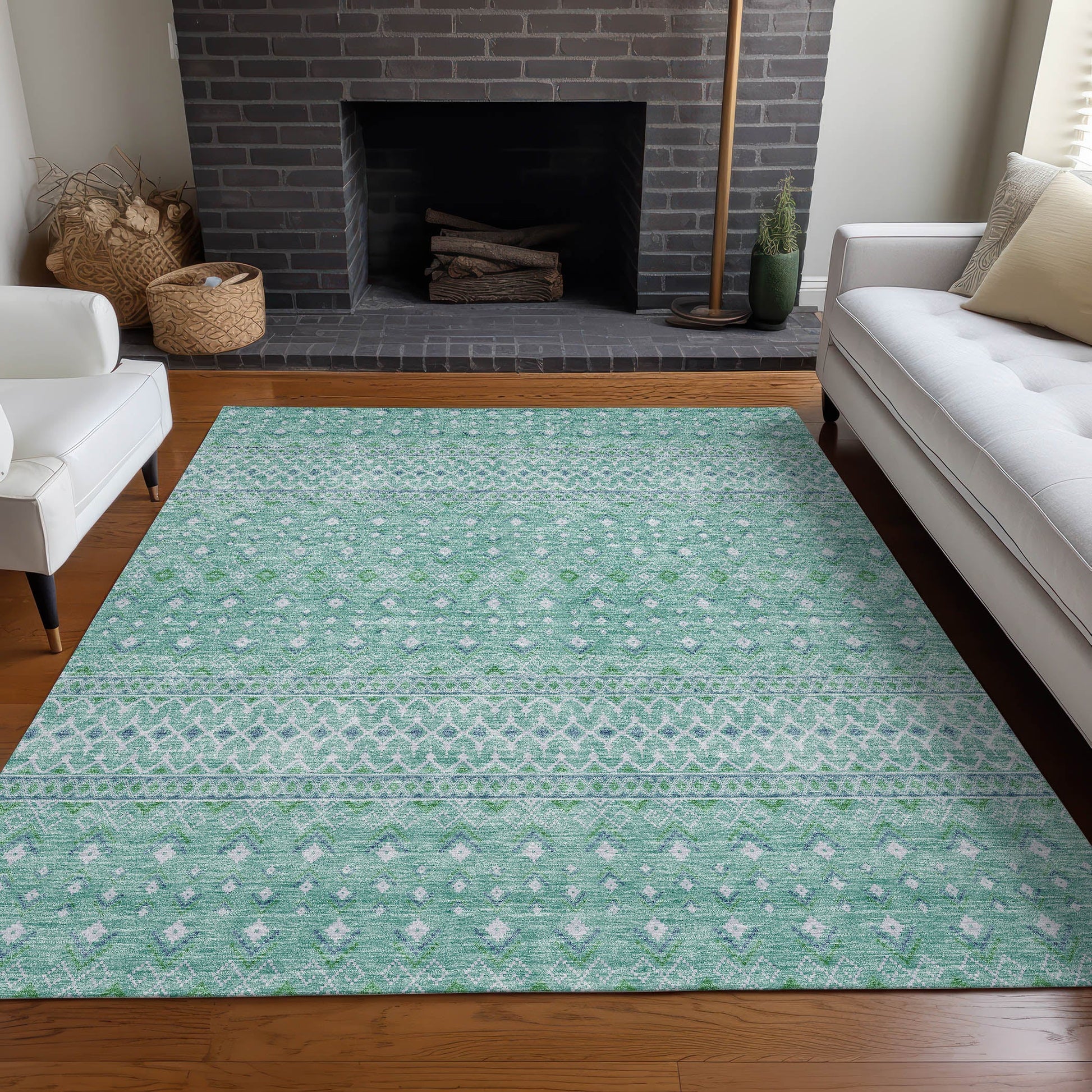Addison Rugs Boho Teal Washable Indoor-Outdoor Rug