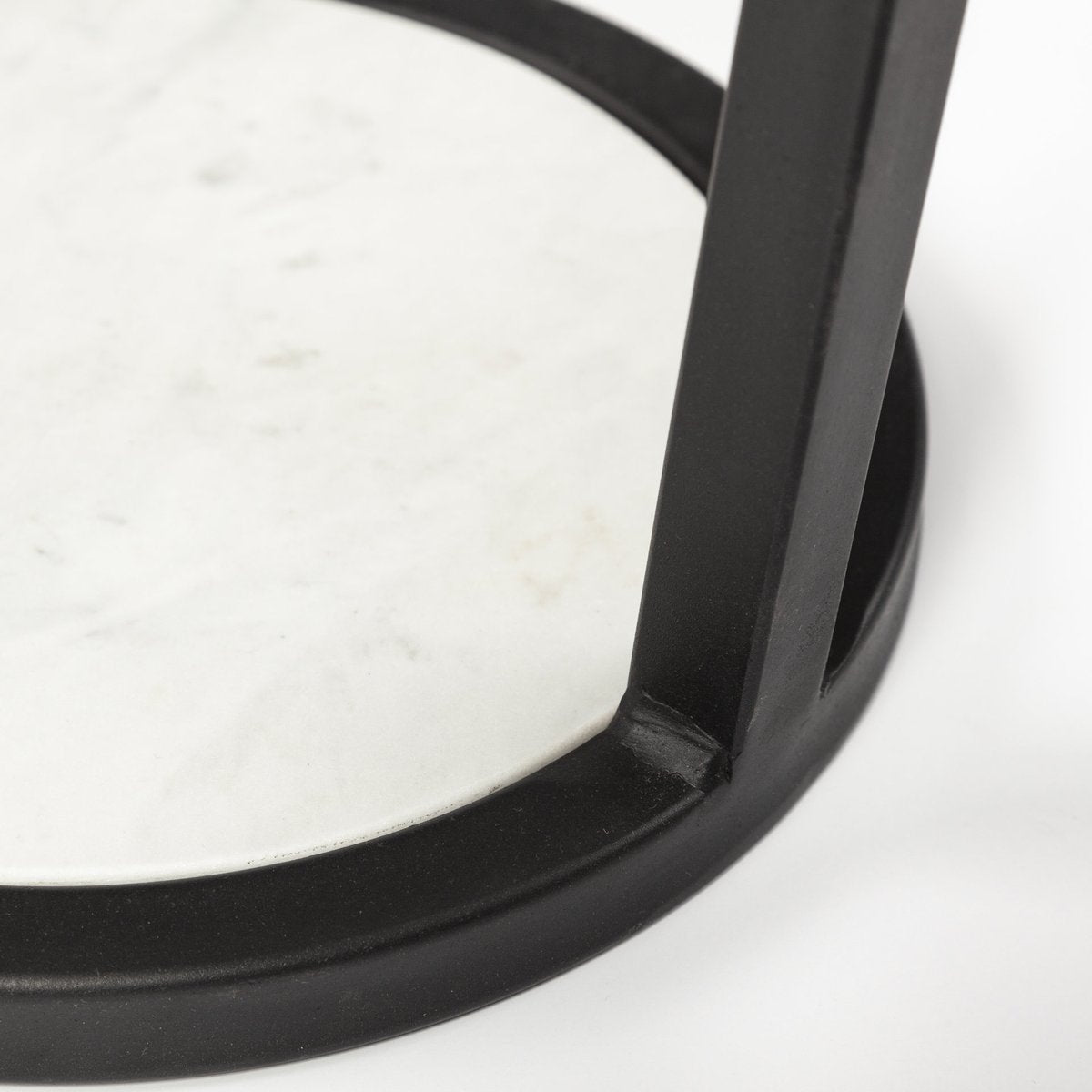Mercana Bombola White Marble Top Round Accent Table
