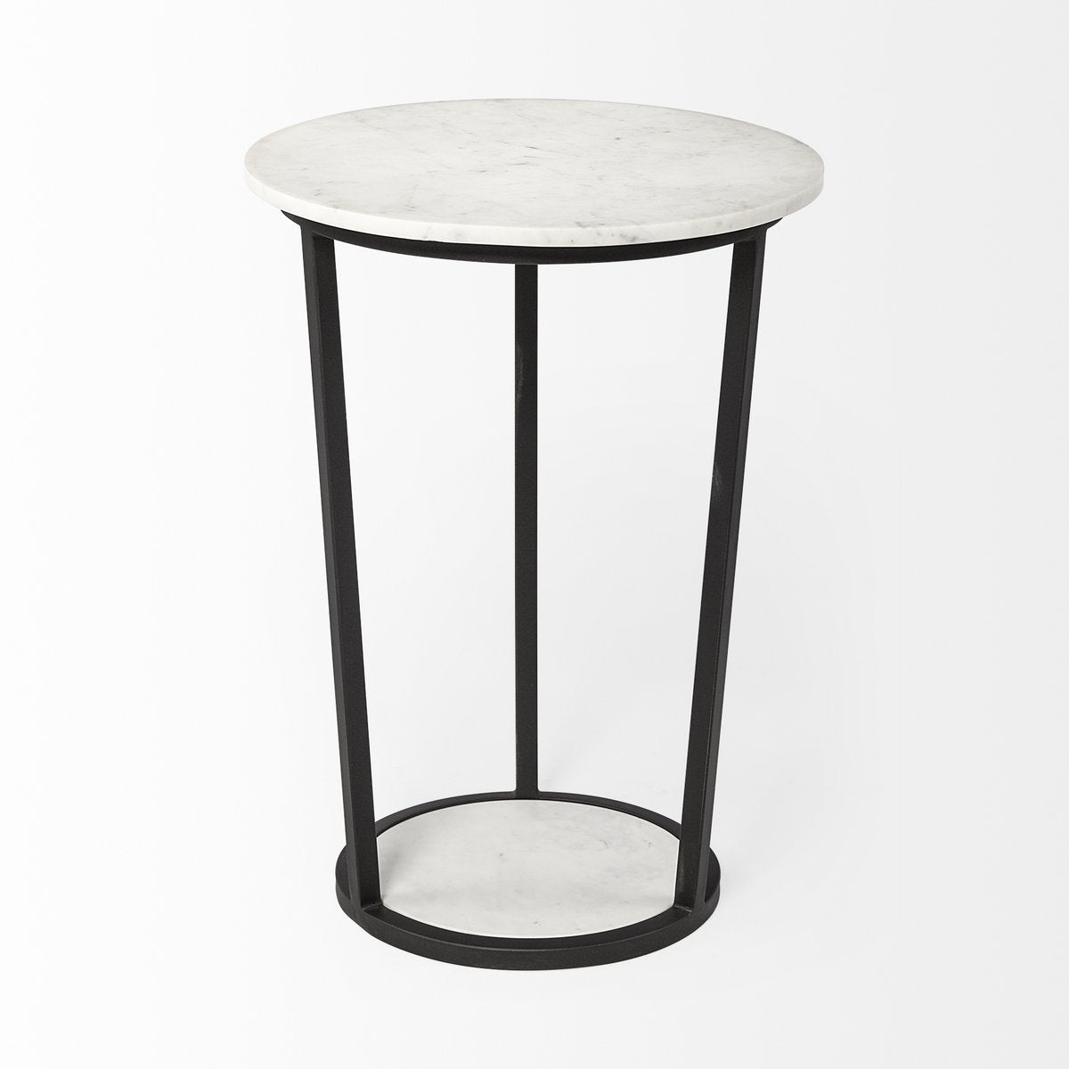 Mercana Bombola White Marble Top Round Accent Table