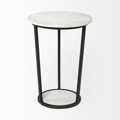 Mercana Bombola White Marble Top Round Accent Table