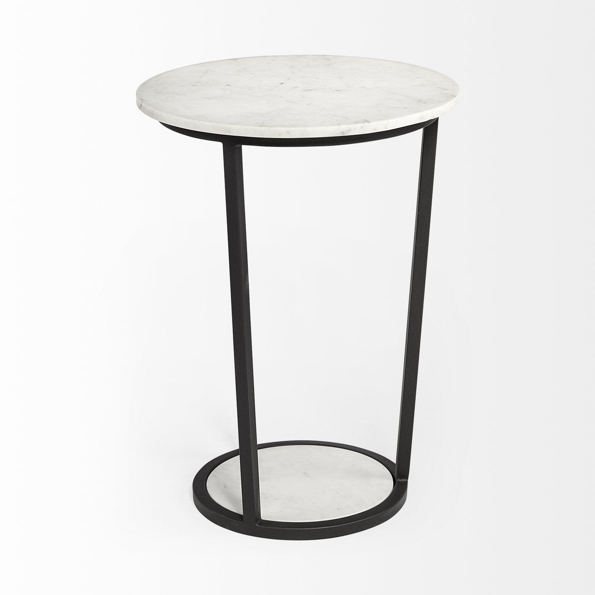 Mercana Bombola White Marble Top Round Accent Table