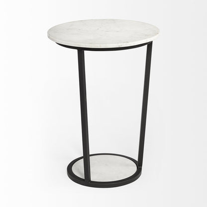Mercana Bombola White Marble Top Round Accent Table