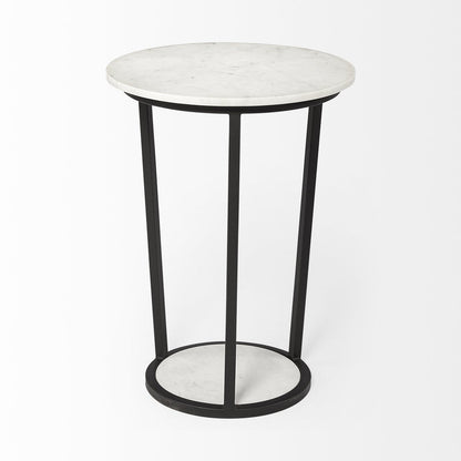 Mercana Bombola White Marble Top Round Accent Table