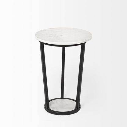 Mercana Bombola White Marble Top Round Accent Table