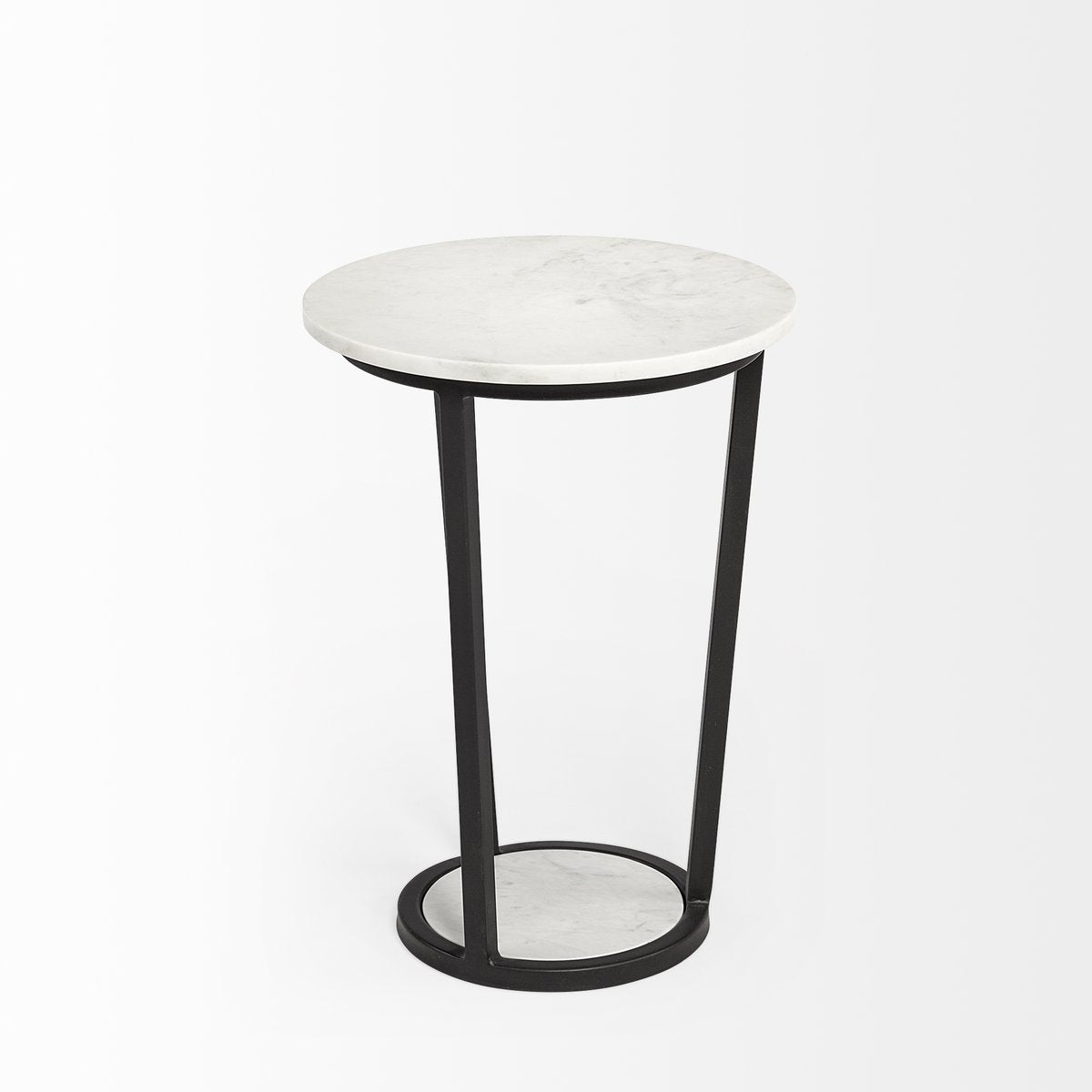 Mercana Bombola White Marble Top Round Accent Table