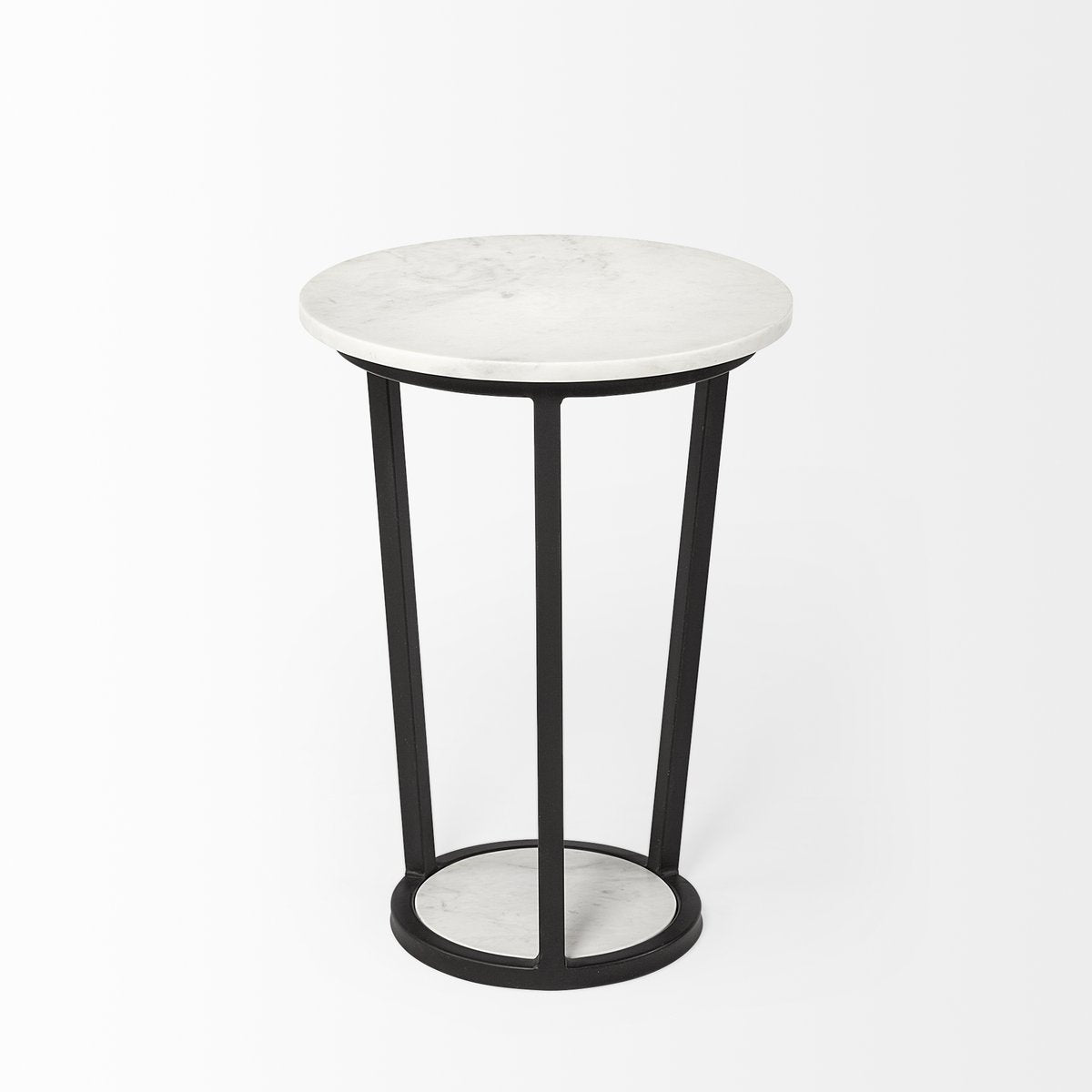 Mercana Bombola White Marble Top Round Accent Table