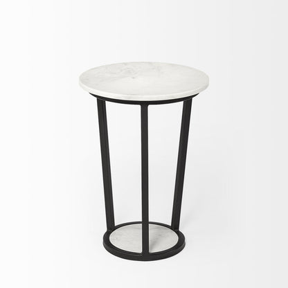 Mercana Bombola White Marble Top Round Accent Table