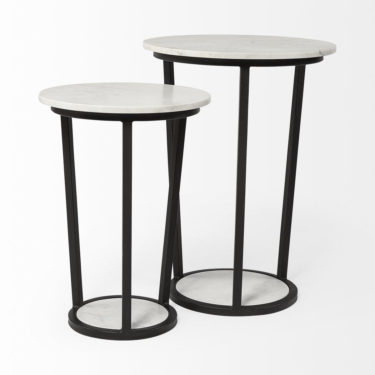 Mercana Bombola White Marble Top Round Accent Table