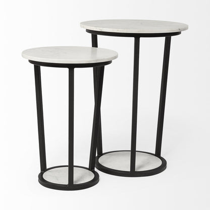 Mercana Bombola White Marble Top Round Accent Table