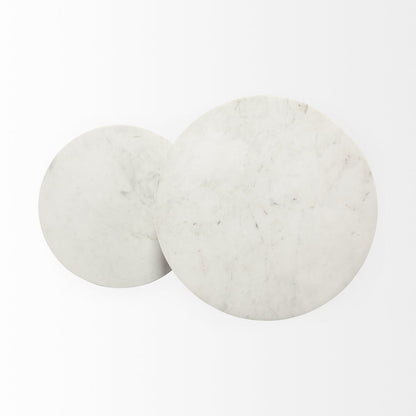 Mercana Bombola White Marble Top Round Accent Table