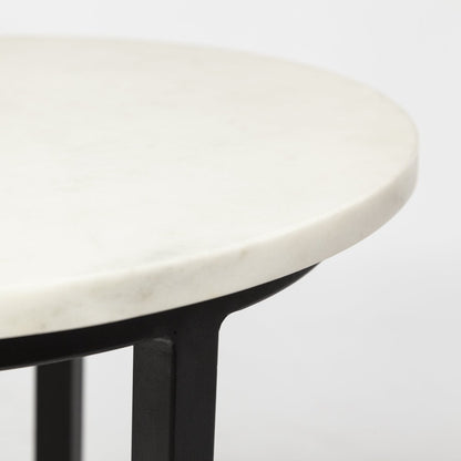 Mercana Bombola White Marble Top Round Accent Table