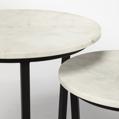 Mercana Bombola White Marble Top Round Accent Table