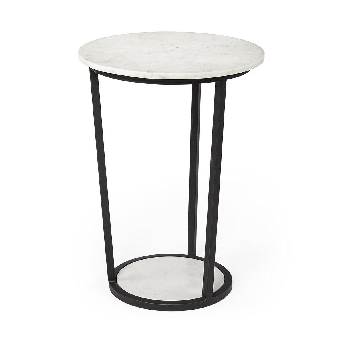 Mercana Bombola White Marble Top Round Accent Table