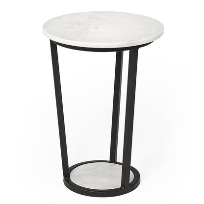 Mercana Bombola White Marble Top Round Accent Table