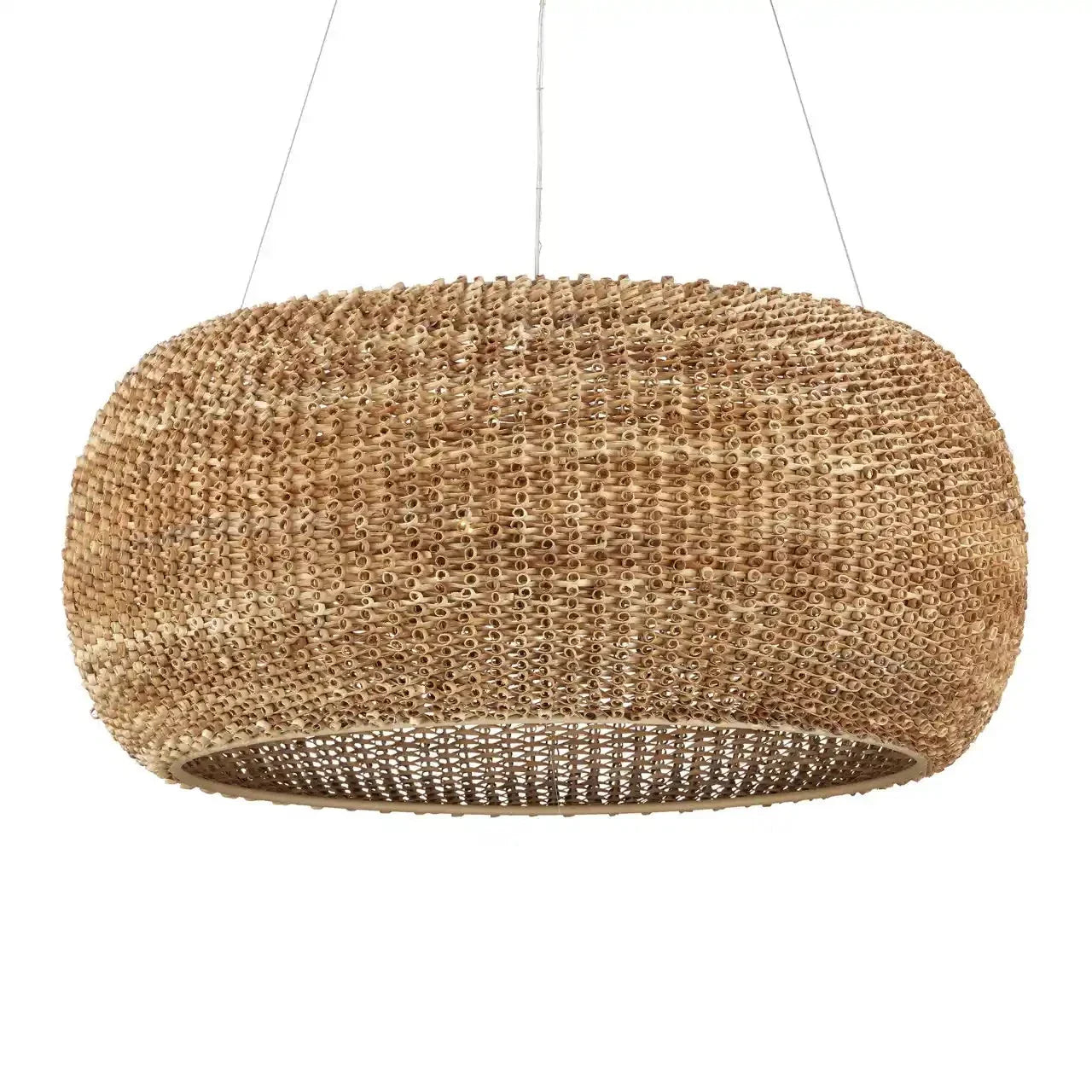 Boucle Iron Framed Rattan Chandelier