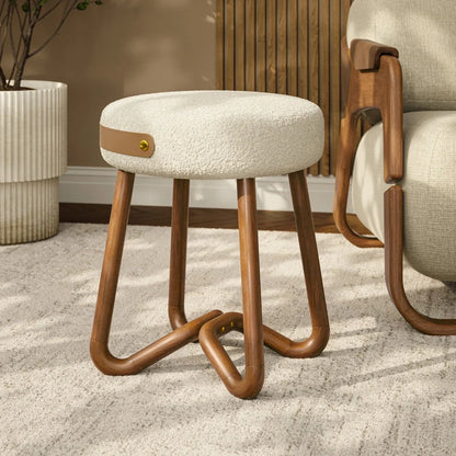 Solid Wood Upholstered Modern Stool