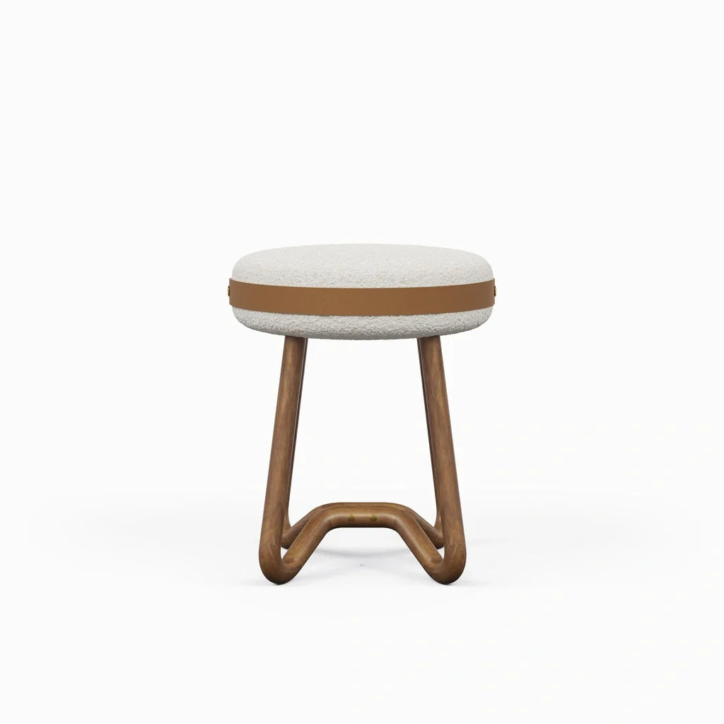 Solid Wood Upholstered Modern Stool