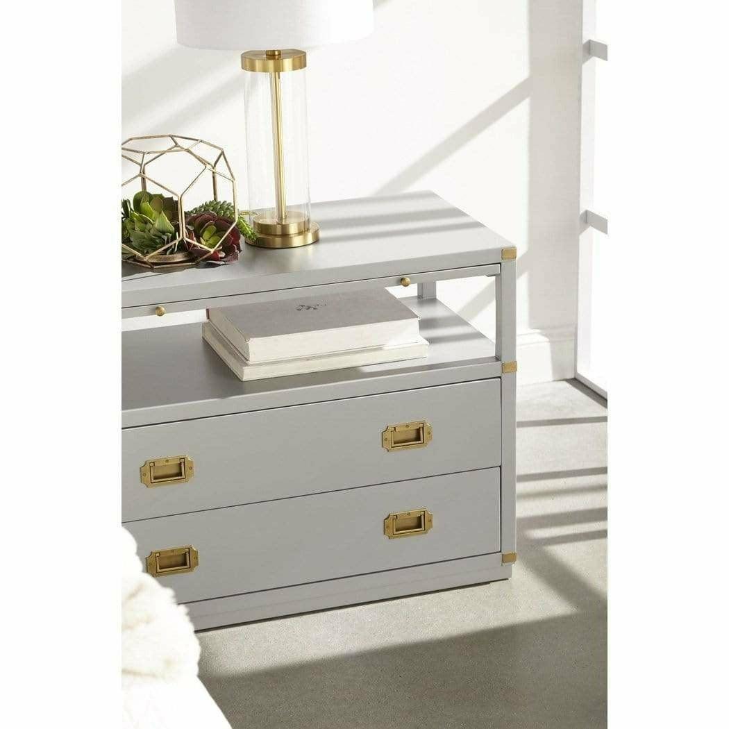 Bradley 2 Drawers Gray Nightstand With Pull Out Tray Nightstands Sideboards and Things By Essentials For Living