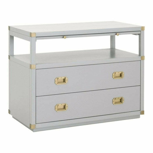 Bradley 2 Drawers Gray Nightstand With Pull Out Tray Nightstands Sideboards and Things By Essentials For Living