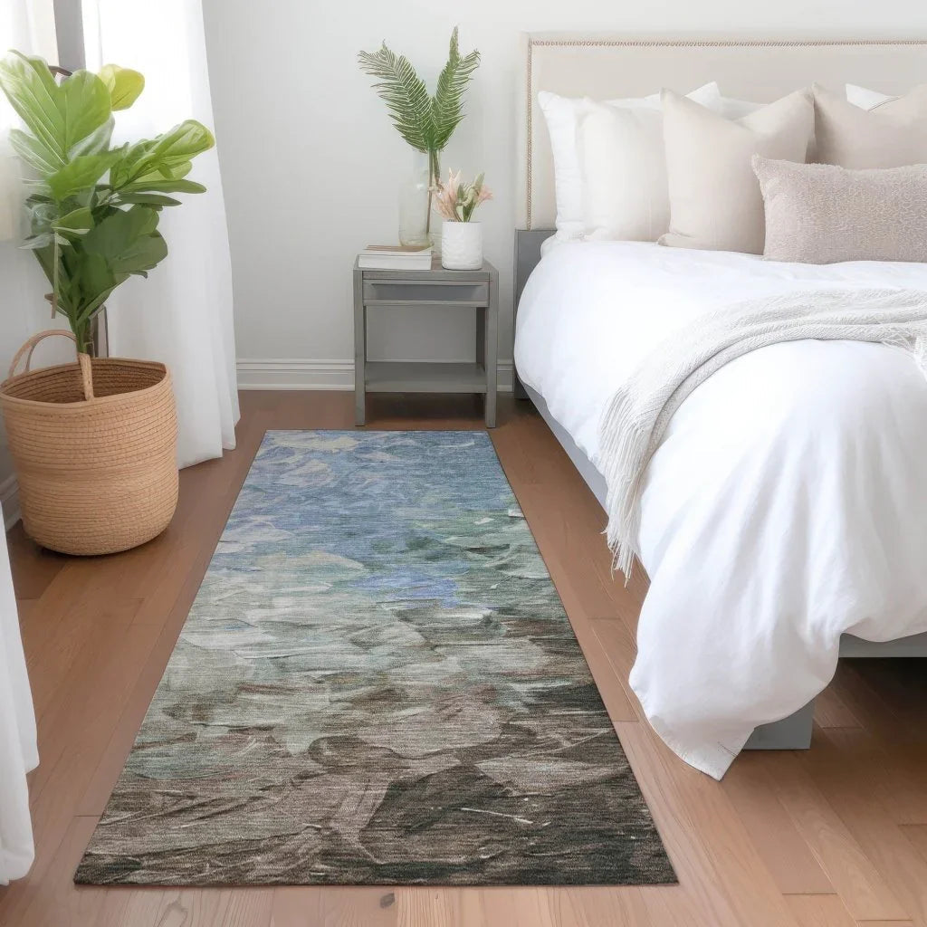 LOOMLAN Rugs Braearis Blue Washable Indoor-Outdoor Rug