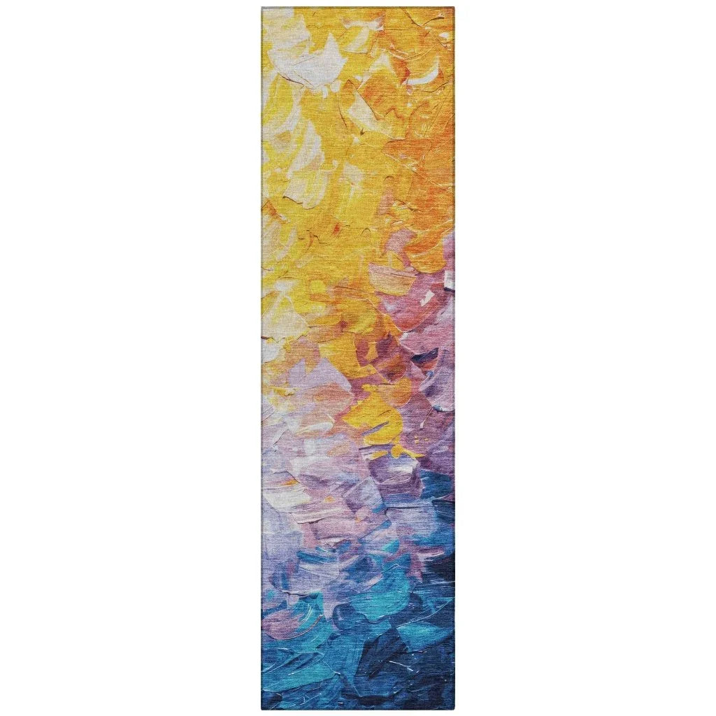 LOOMLAN Rugs Braearis Gold Washable Indoor-Outdoor Rug