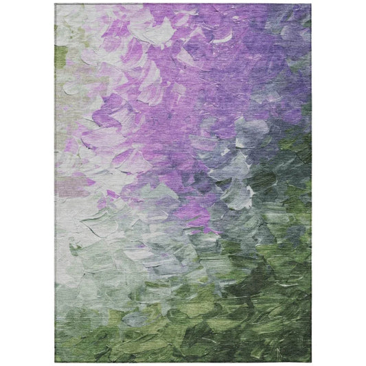 LOOMLAN Rugs Braearis Purple Washable Indoor-Outdoor Rug