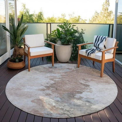 LOOMLAN Rugs Braeas Brown Washable Indoor-Outdoor Rug